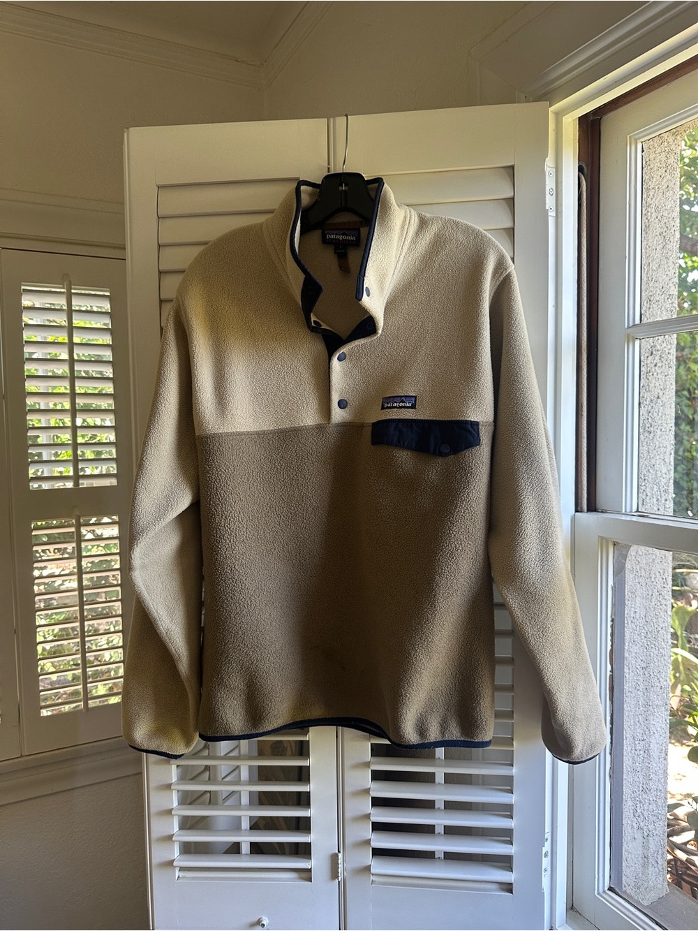 Patagonia Synchilla Fleece Jacket - Beige Body with Navy Trim